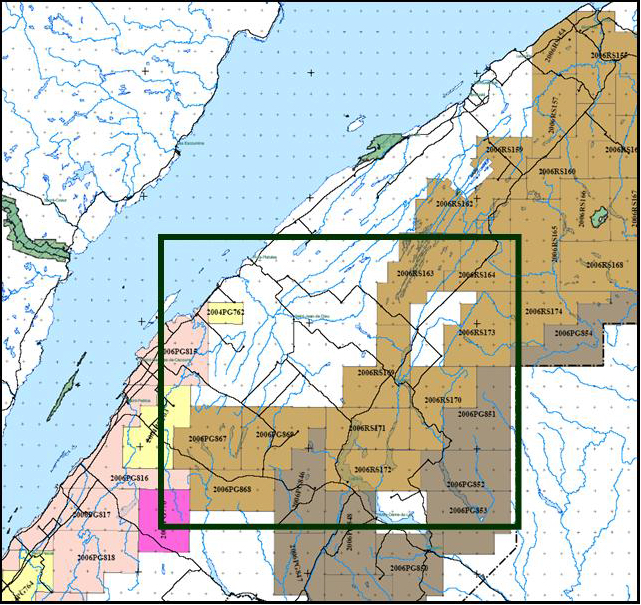 Zone de létude de MIR télédétection dans le Témiscouata en 2008