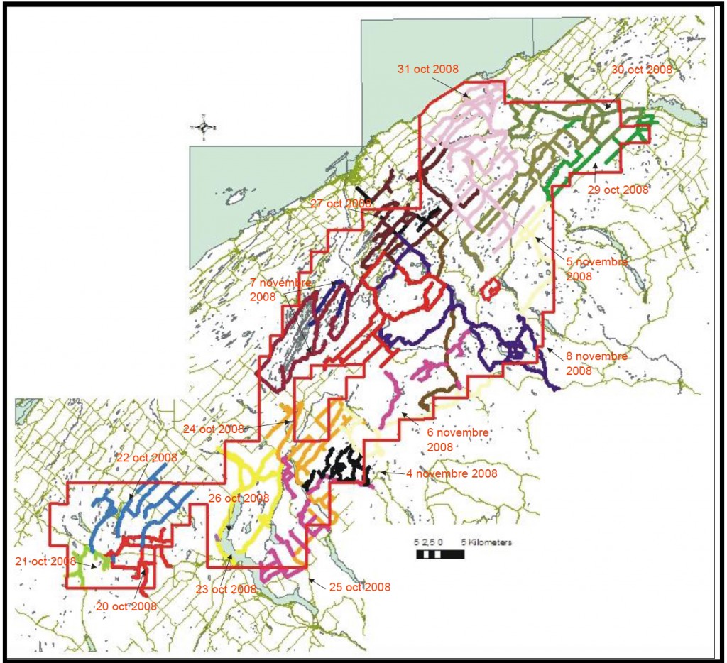 Levé radiométrique réalisé en 2008 par INRS-ETE