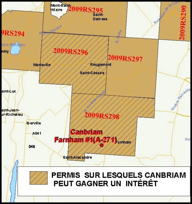 Localisation du forage Canbriam Farnham No.1